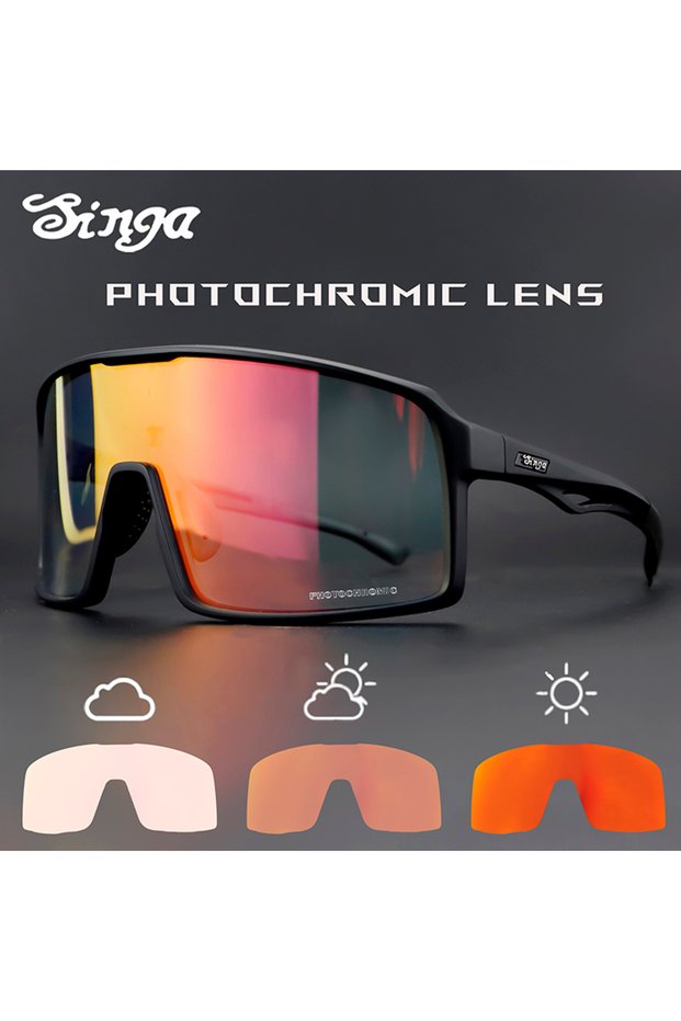 With BOX 01 Photochromic Cycling Glasses Singa Cycling Sunglasses UV400 Runnning Sunglasses Eyepiece