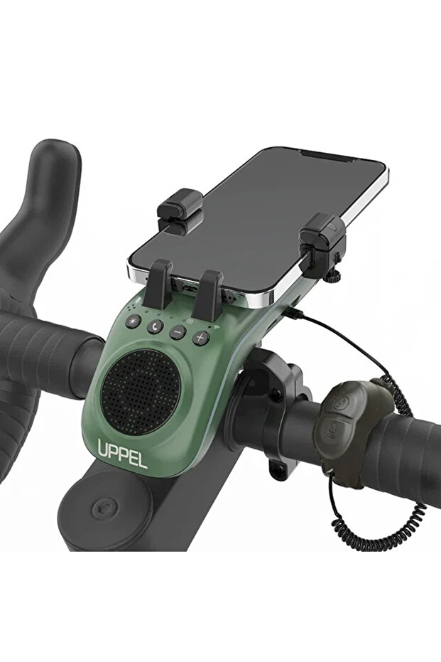 Green UPPEL 10 in 1 Bike Light 5000mAh Rechargeable Front Lamp Bicycle Phone Holder with Bluetooth S