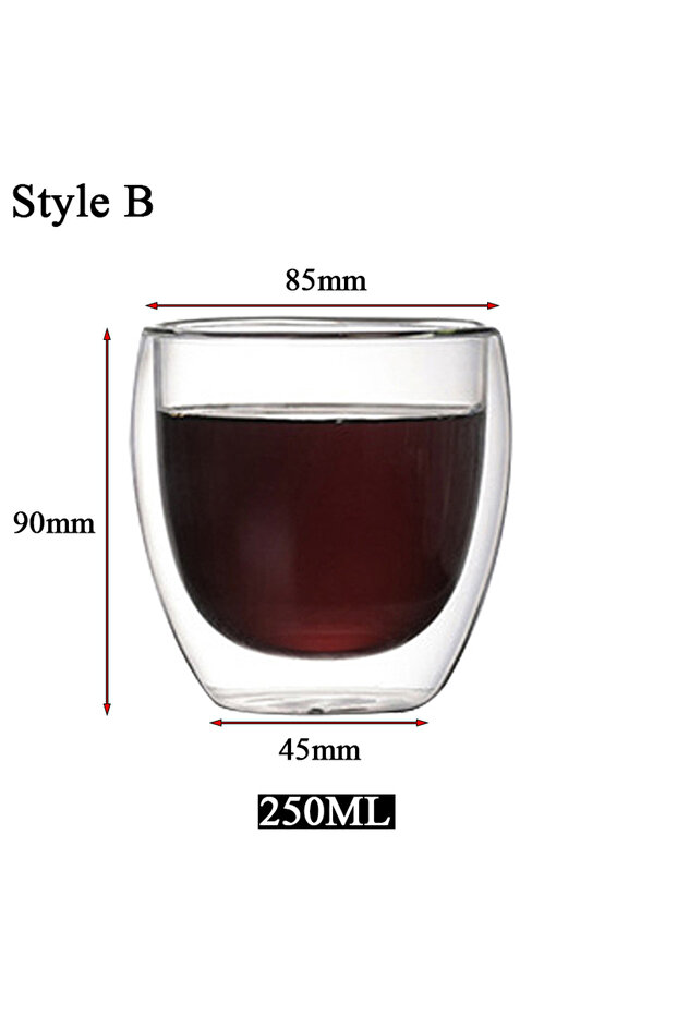 As Photos 250ml-B 5 Sizes Double Wall Insulated Glass Cup Clear Espresso Coffee Mugs Handmade Beer M