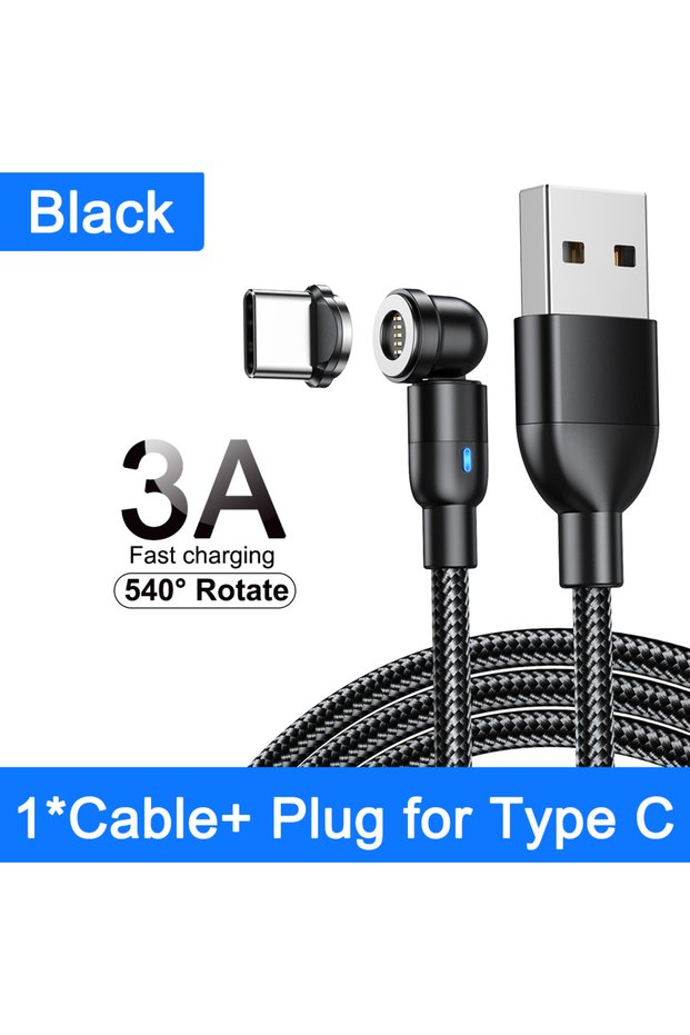 0.5m Black For Type C AUFU 540 Rotate Magnetic Cable Fast Charging Type C Cable For IPhone16 POCO Re