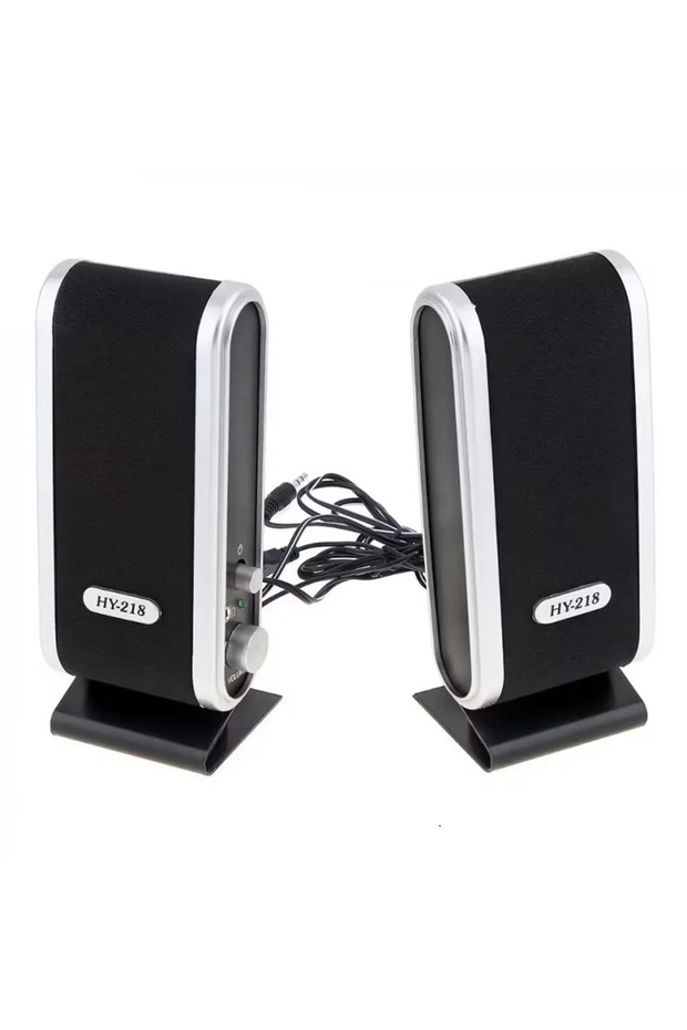 Black HY-218 6W USB 2.0 Wired USB Power Notebook Speakers Stereo 3.5mm Audio Jack Portable Loud Spea