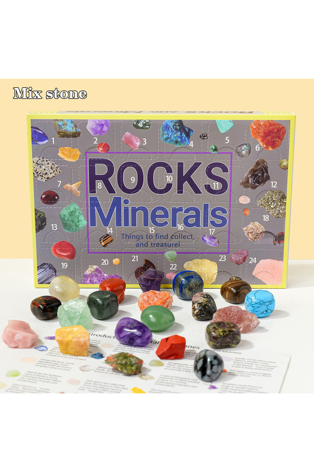 1set Mix stone 24pcs/set Natural Crystal Specimen Gift Box Children's Holiday Gift Ornament