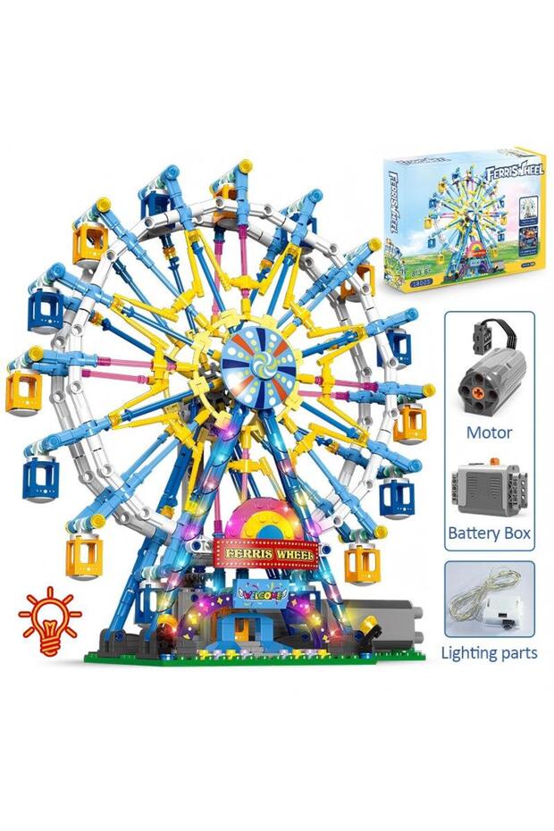 With box NEW ZKZC City Friends MOC Rotating Ferris Wheel Building Blocks Electric Bricks with Light