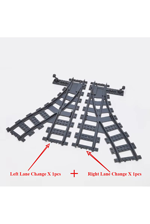 Left and right forks Urban Traffic Train Track Assembly Building Blocks: Branch Tracks Straight Trac