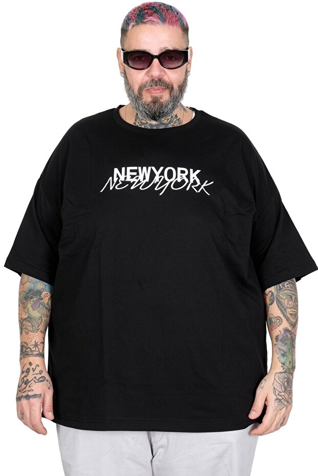 Mode XL Large Size Unisex Crew Neck Tshirt New York U26204 Black