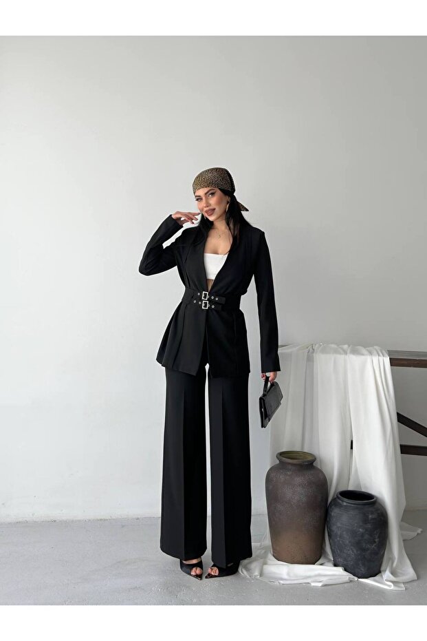 Premium Fit Kemerli Blazer Pantolon İkili Takım - 2
