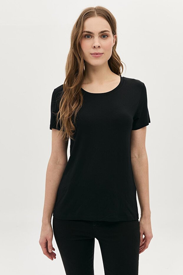 Basic Viscon Zero Neck Tshirt - 5