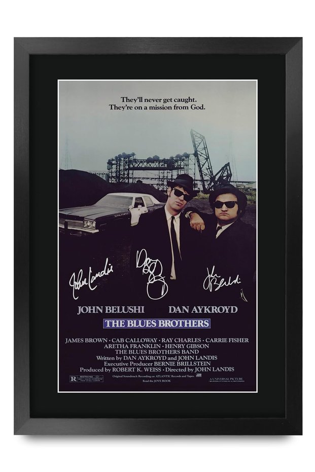 Alayra Framed FR A3 The Blues Brothers Dan Aykroyd, John Belushi Gifts Printed Poster Signed Autograph Picture for Movie Memorabilia Fans - A3 Framed