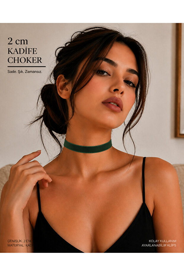 Velvet Choker Necklace – 2 cm Adjustable Minimal Neck Chain with 5 Color Options