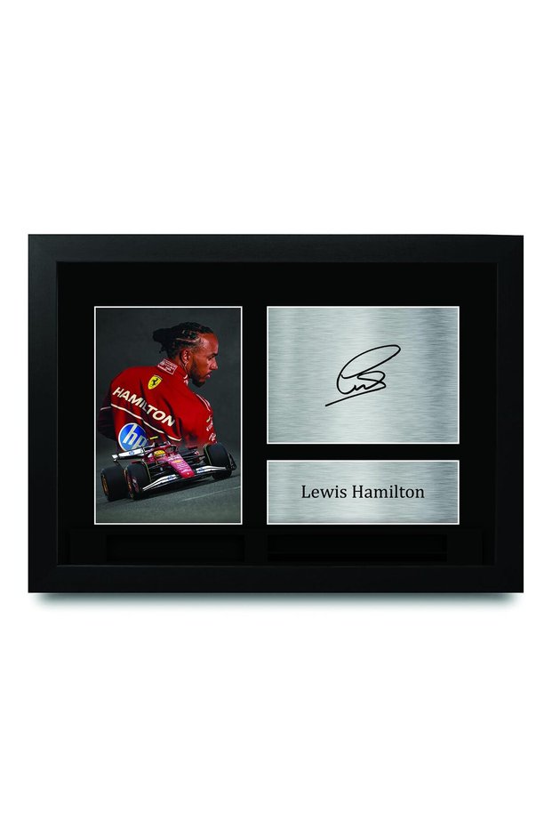 Alayra Framed Lewis Hamilton Ferrari Gifts Printed Signed Autograph Picture for F1 Formula 1 Racing Fans - A4 Framed