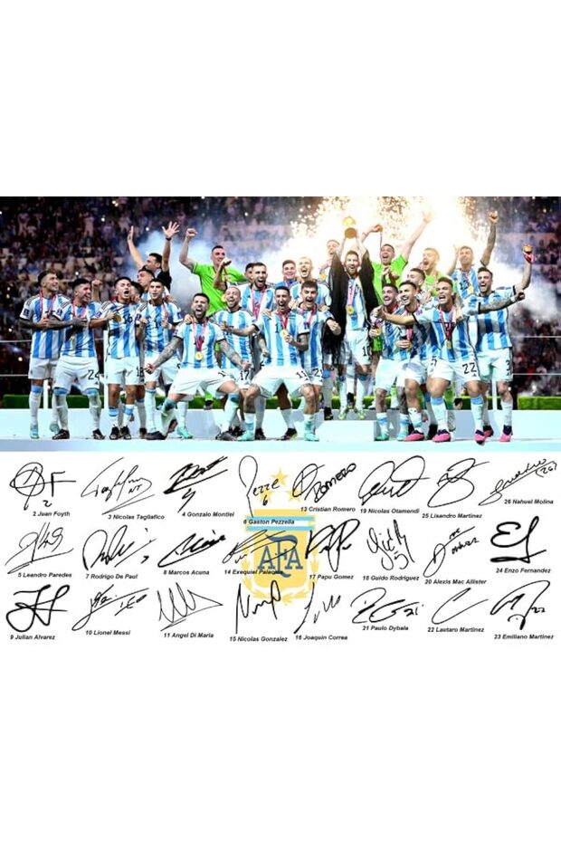 Alayra Framed Argentina World Soccer Champions Lionel Messi Di Maria De Paul Alvarez Dybala Martinez Team Signed Photo Autograph Print Wall Art Home Decor
