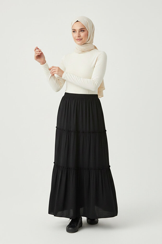 Women's Folded Summer Gypsy Skirt with Elastic Waist