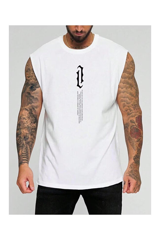 Printed Sleeveless Tshirt Men's Zero Sleeve Clothing Sportswear Oversized T-Shirt