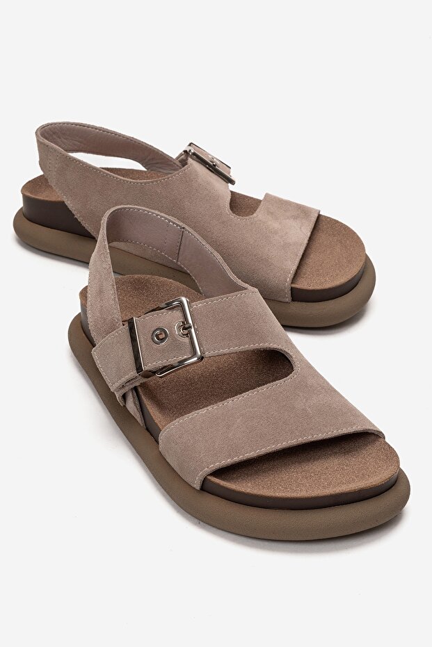 Jalven Stone Suede Genuine Leather Women's Sandals