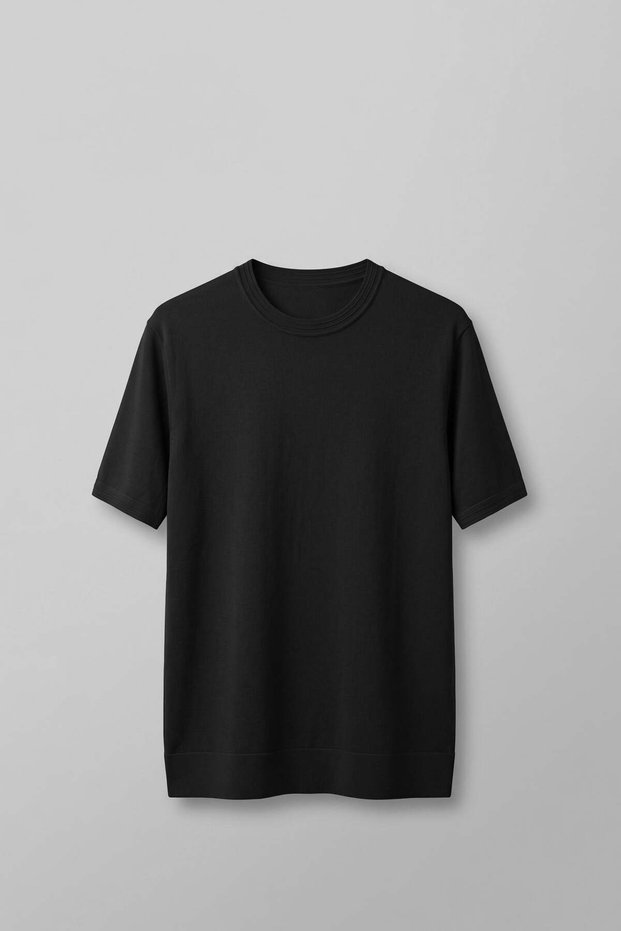 Men's Slim Fit Crew Neck Knitwear T-Shirt Black
