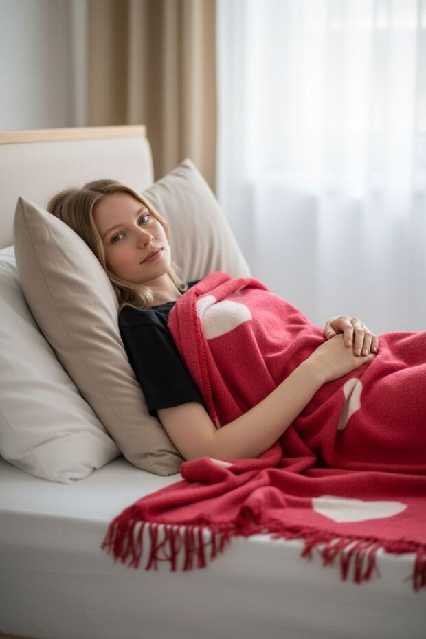 Red Heart with Fringed Blanket Special for Mother's Day