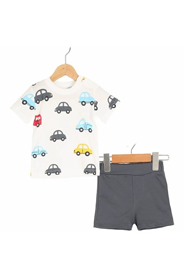 Baby Boy Car Patterned Shorts Set Summer Cotton Two-Piece Set 6-18 Months