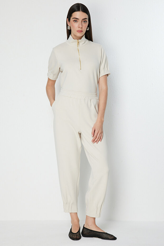Sweatpants with Stitched Cuffs and Side Pockets
