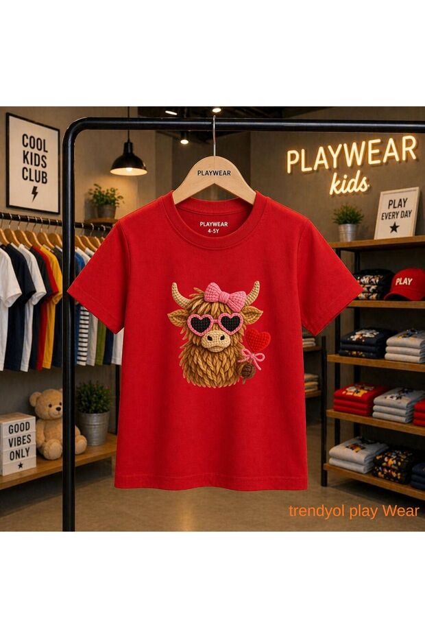 Knitted Horn Heart Glasses Printed 100% Children's Unisex T-Shirt 5 6 -7 8-9 10 -11 12 Years Old