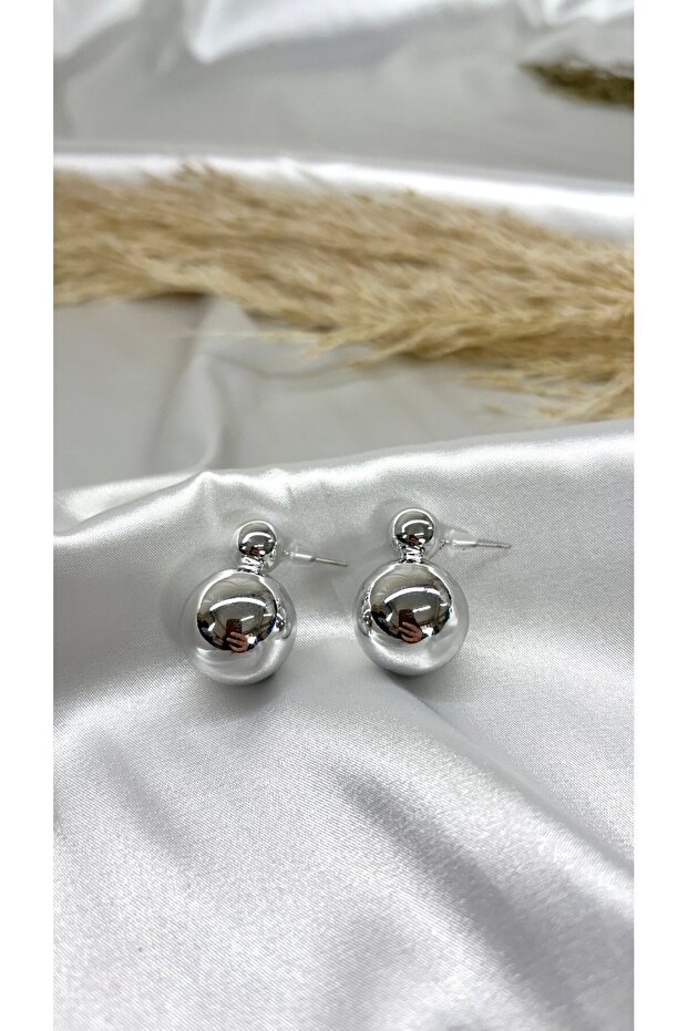 Women's Silver Color Modern Ball Earrings