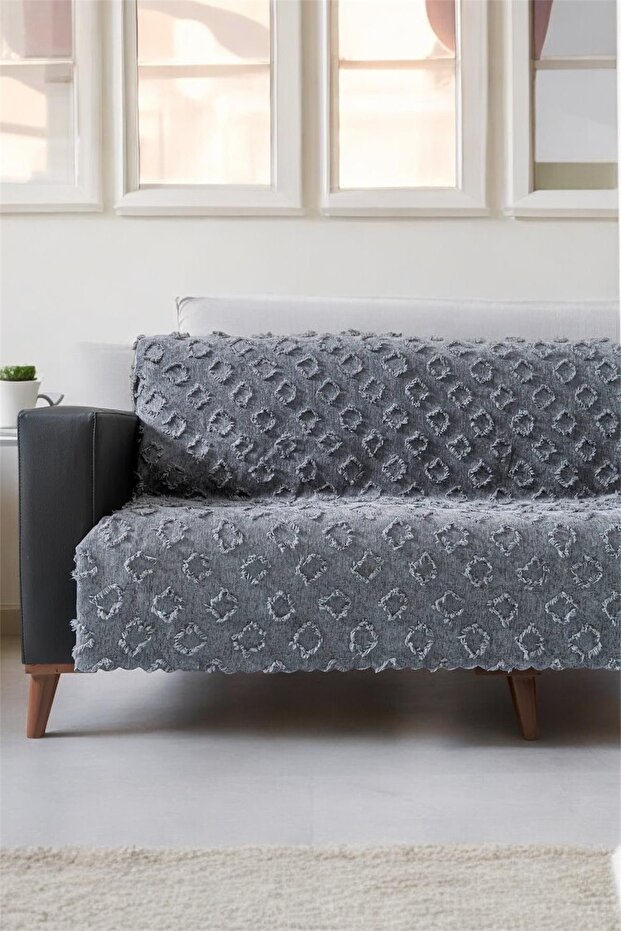 Luxury Jacquard Chenille Sofa Cover Anthracite - Non-Slip Base Premium Sofa Bed Cover - 175X215 cm Anthracite