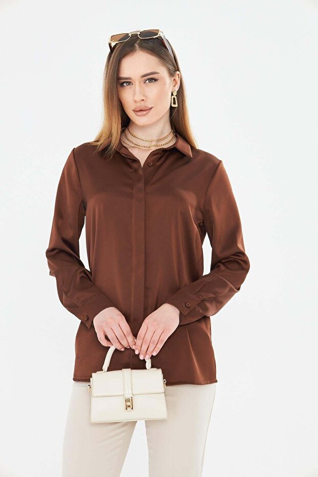 Classic Satin Shirt Coffee