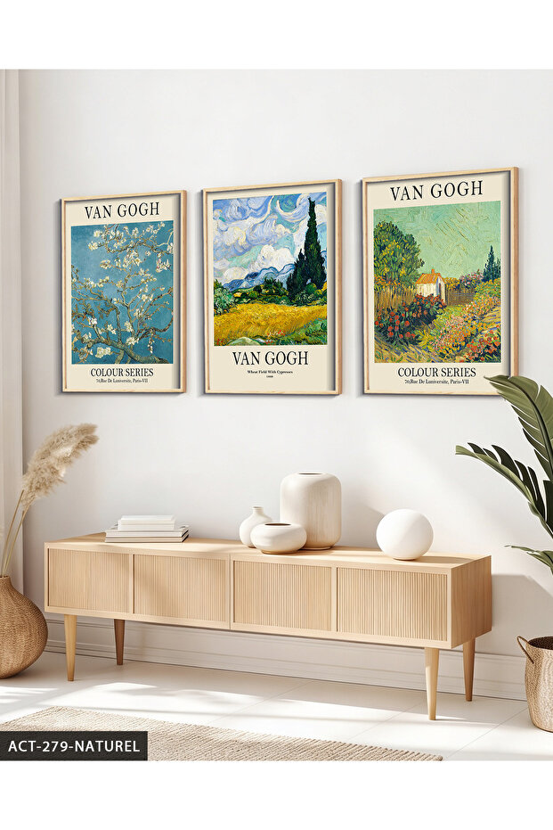 Vincent Van Gogh Themed 3 Piece Wooden Framed Painting Act