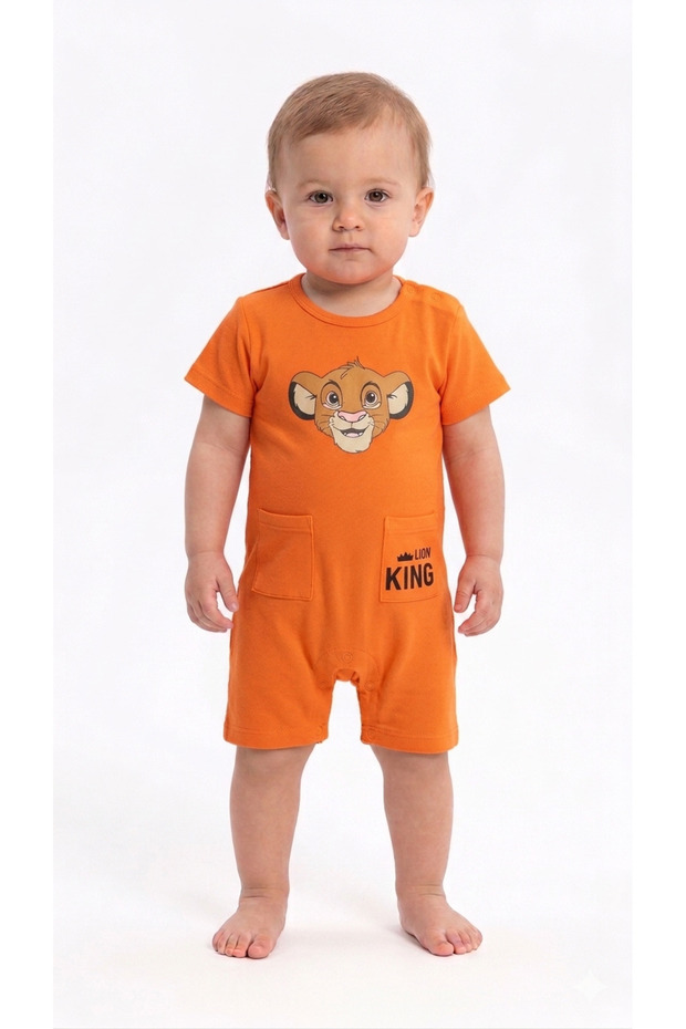 Baby Boy Lion Printed Jumpsuit Summer Short Sleeve Cotton Shorts Jumpsuit 3-6-9-12 Months