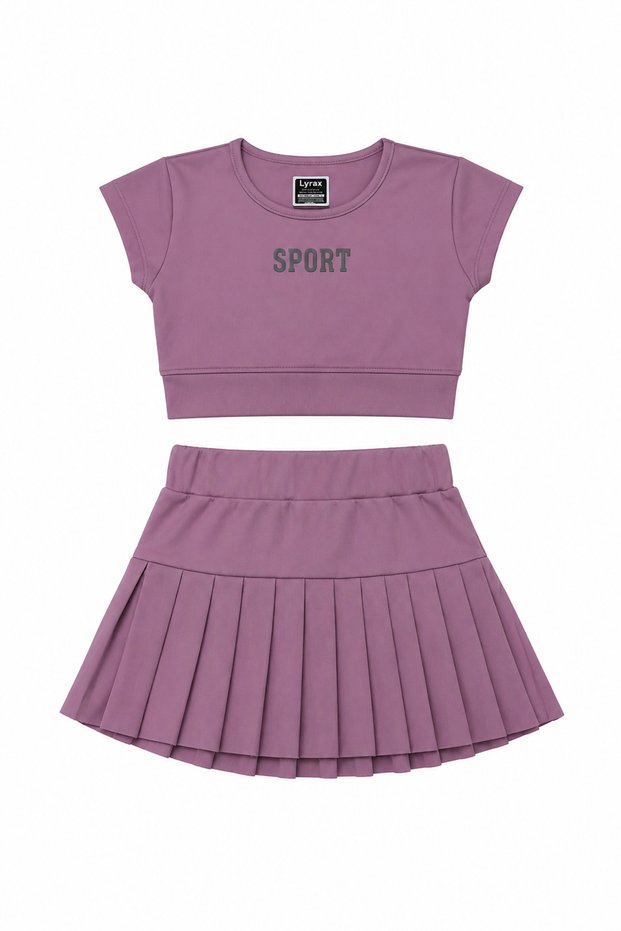 Girl's sports embossed shorts skirt set