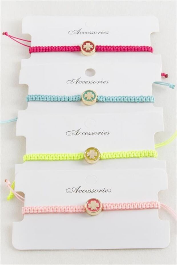 Clover Macrame Braided Bracelet - Pink