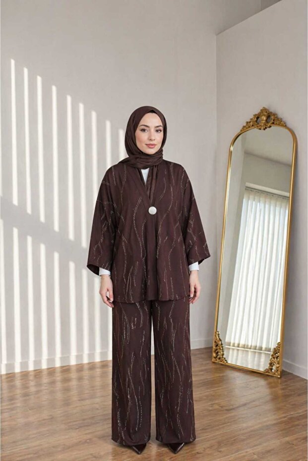 Modal Fabric Stone Printed Kimono Set