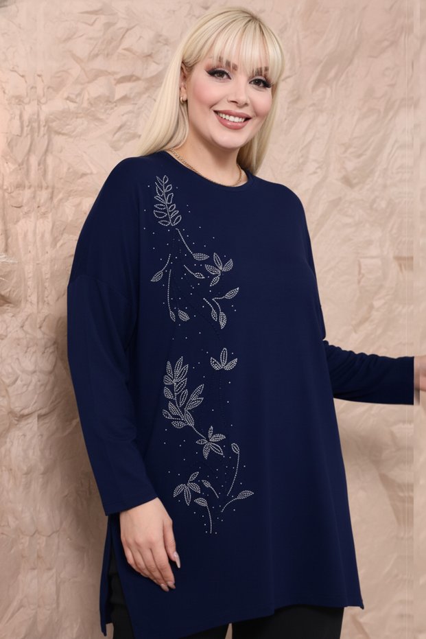 Large King Size Women's Combed Cotton Anti-Sweat High Quality Knitted Fabric Viscose Stone Mother Blouse