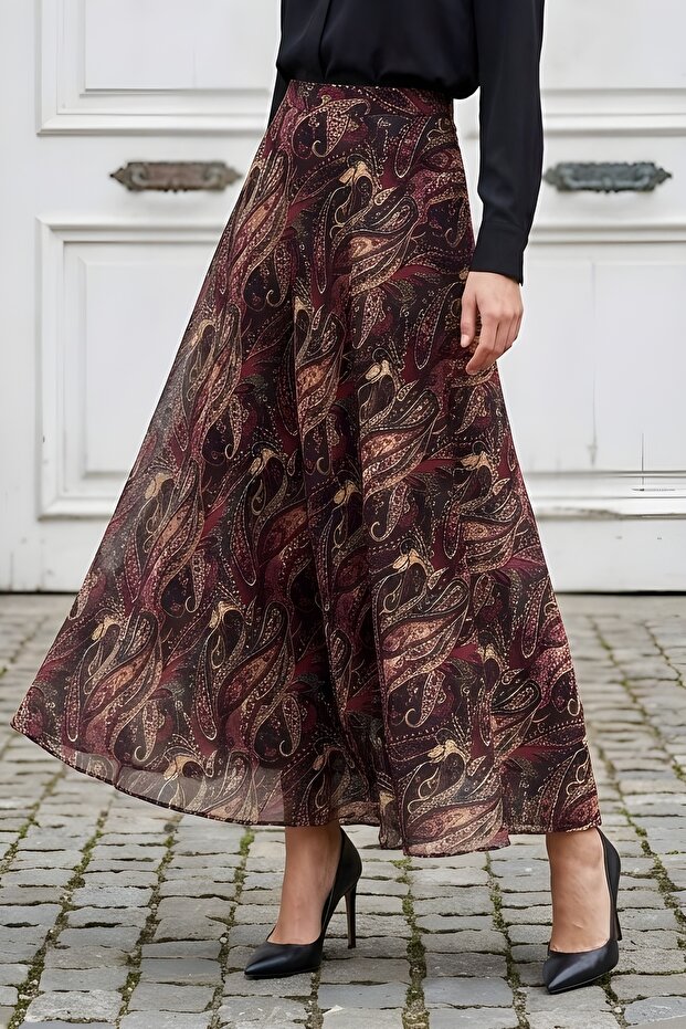 Plum Lined Chiffon Skirt