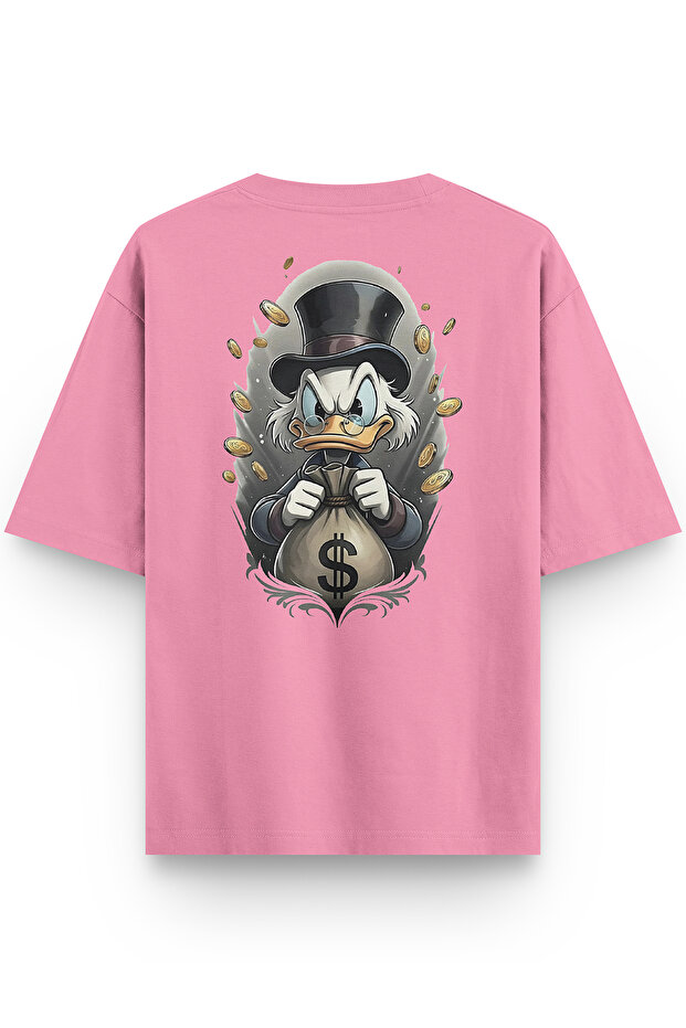 Women's / Men's Semi Oversize T-Shirt Duck Back Printed Pink T-Shirt 1380
