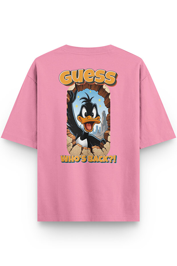 Women's / Men's Semi Oversize T-Shirt Duck Back Printed Pink T-Shirt 1393