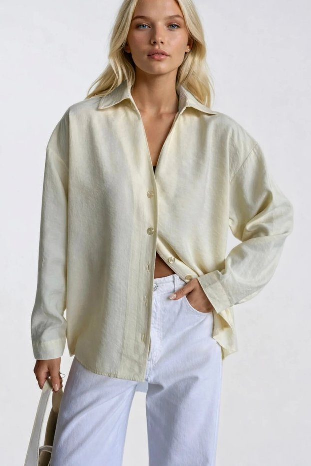 Women's V-Neck Flowy Oversize Modal Shirt