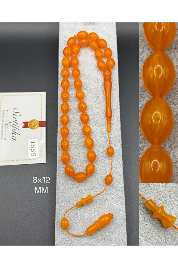 Top Quality Handcrafted Orange Orange-Red Amber Prayer Beads
