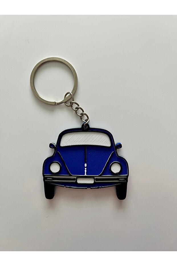 Retro Vosvos Car Design Keychain – Blue - Double-Sided 3D Printing