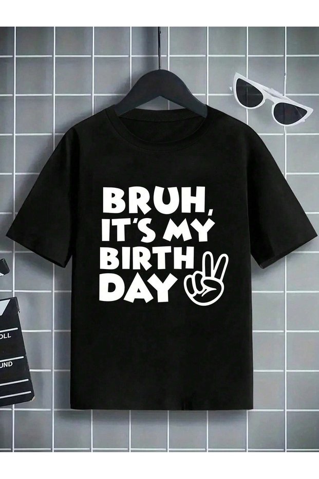 Birthday Printed Crew Neck 100% Cotton Short Sleeve Kids and Teenagers T-Shirt
