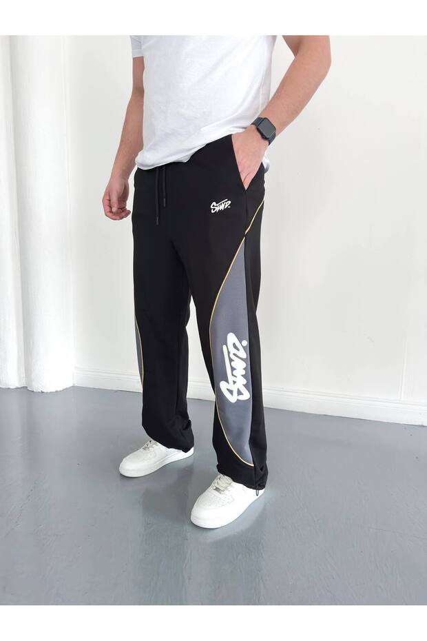 Trend Unisex Elastic Waist Baggy Oversize Soft Textured Sports Track Pants