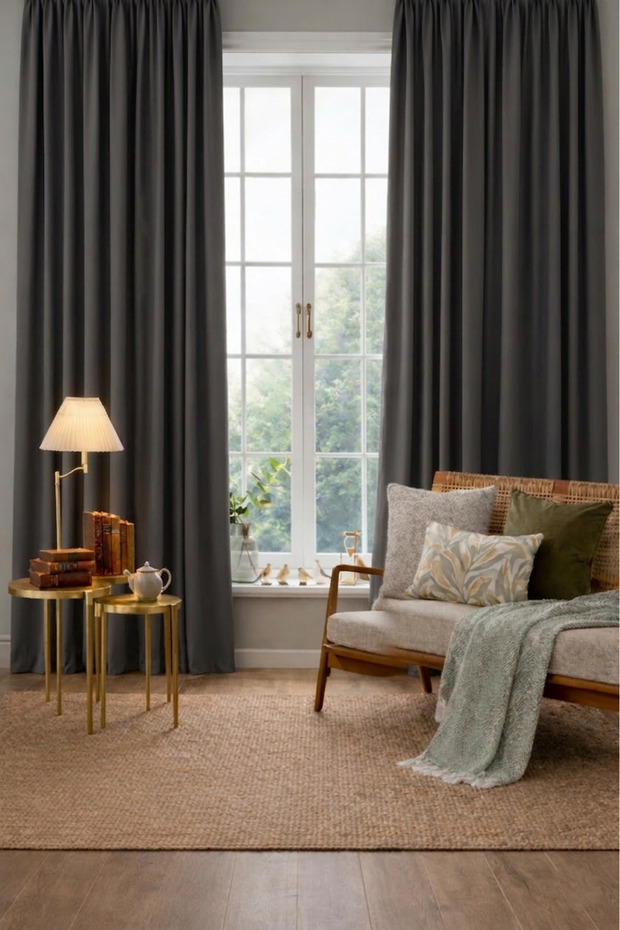 Anthracite Gray Honeycomb Thick Blackout Sunshade Curtain (Width X Length)