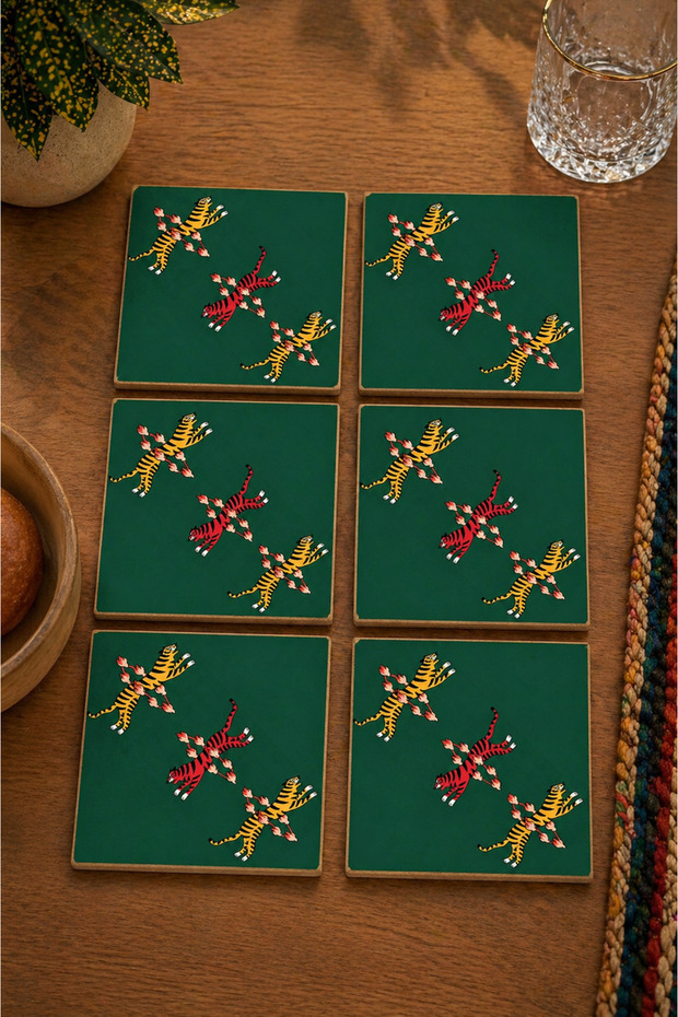Abstract Tiger Design Modern Set of 6 Coasters - Uv Printing Mdf - 10X10 cm