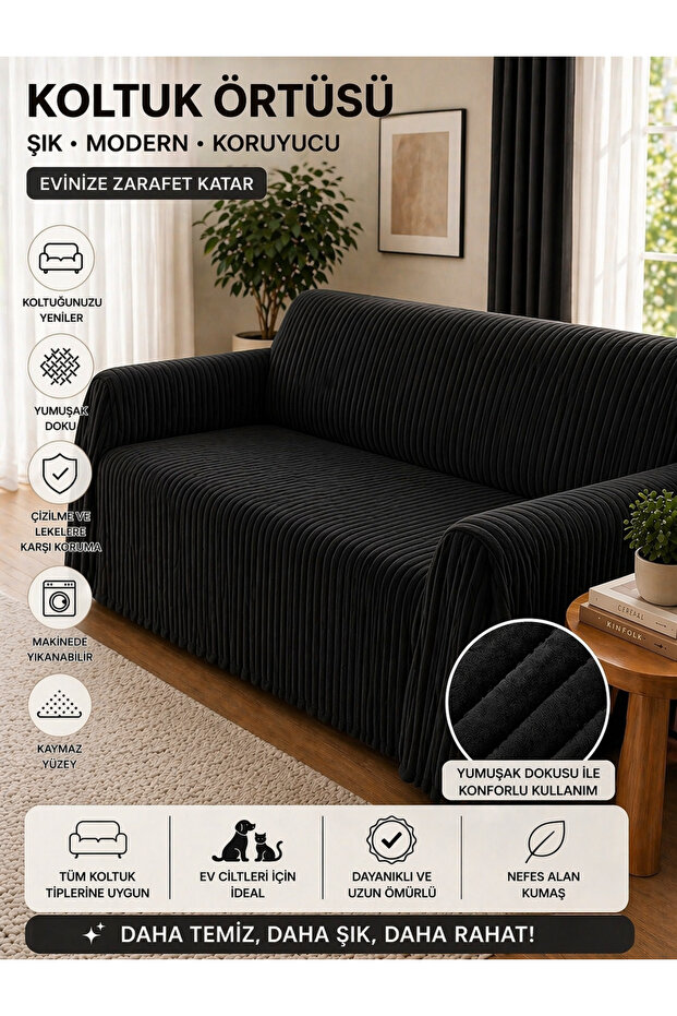 Premium Striped Off-White Sofa Cover – Non-Slip, Stylish and Modern Design