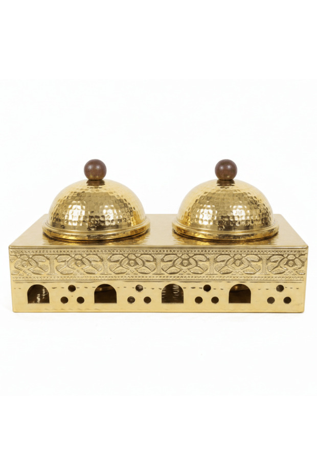 2-Piece Gold Candy Bowl Set with Metal Stand – Decorative Serving Set for Dry Fruits, Nuts & Sweets – 12.5 × 33 × 17 cm