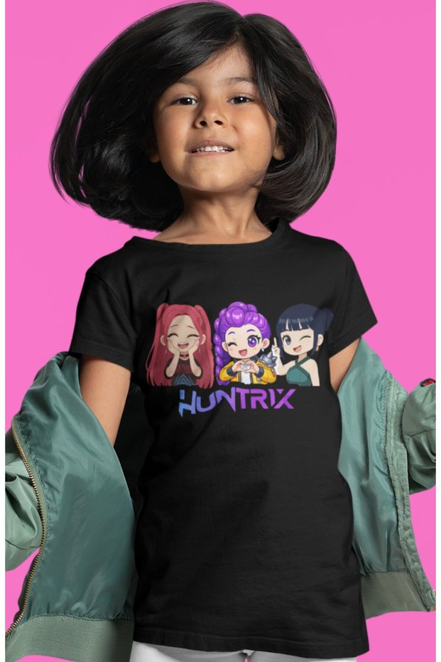 Huntrix Kpop Demon Hunters Rumi Mira Zoey Printed Unisex Movie Kids T-Shirt (1-12 Years)