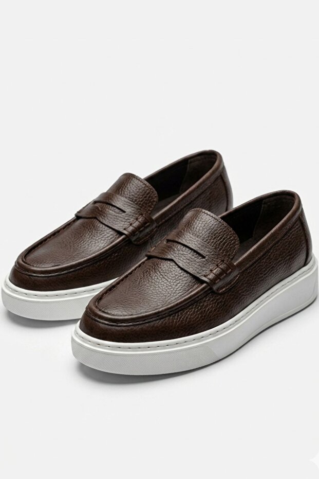 100% Genuine Leather Brown Ultra Light Casual Men's Shoes Luass29Al0045