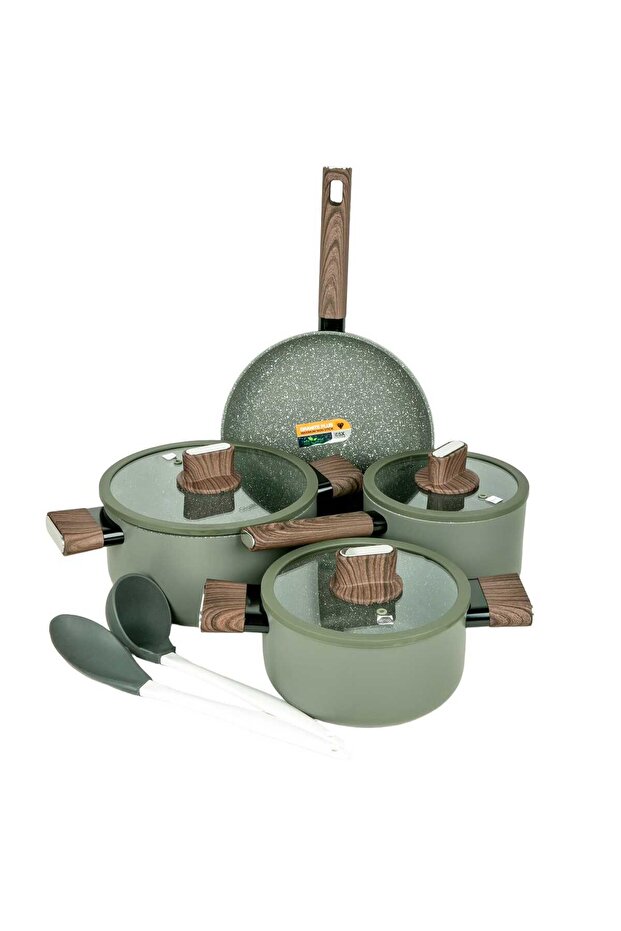 Aluminum Cookware Set, 9 pcs, Green