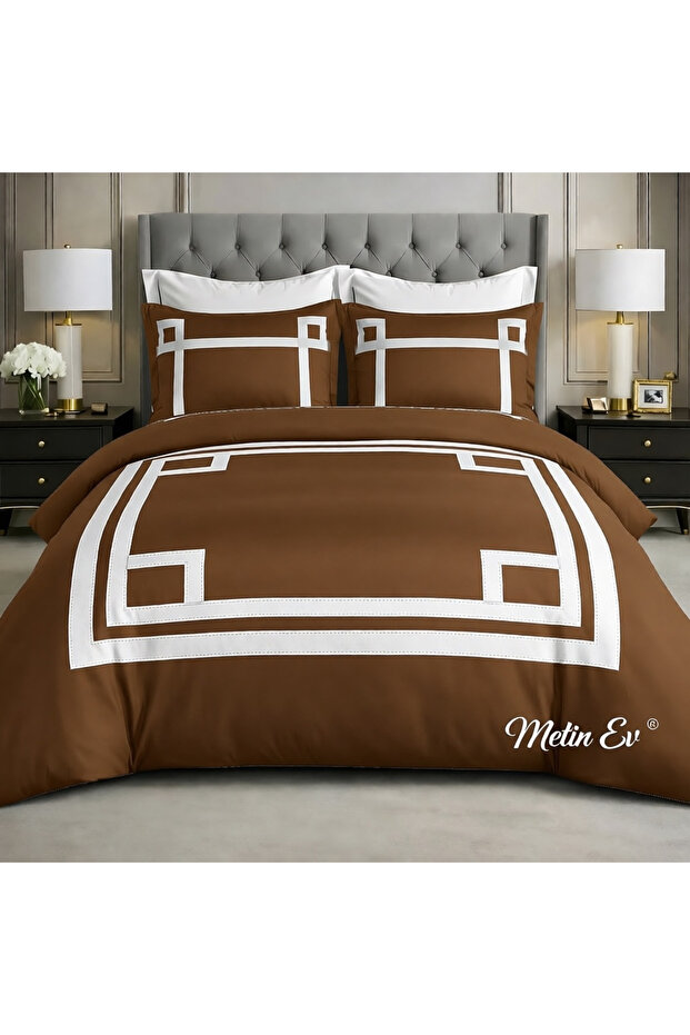 Modern Stripe Design Cotton Satin Duvet Cover – Crystal