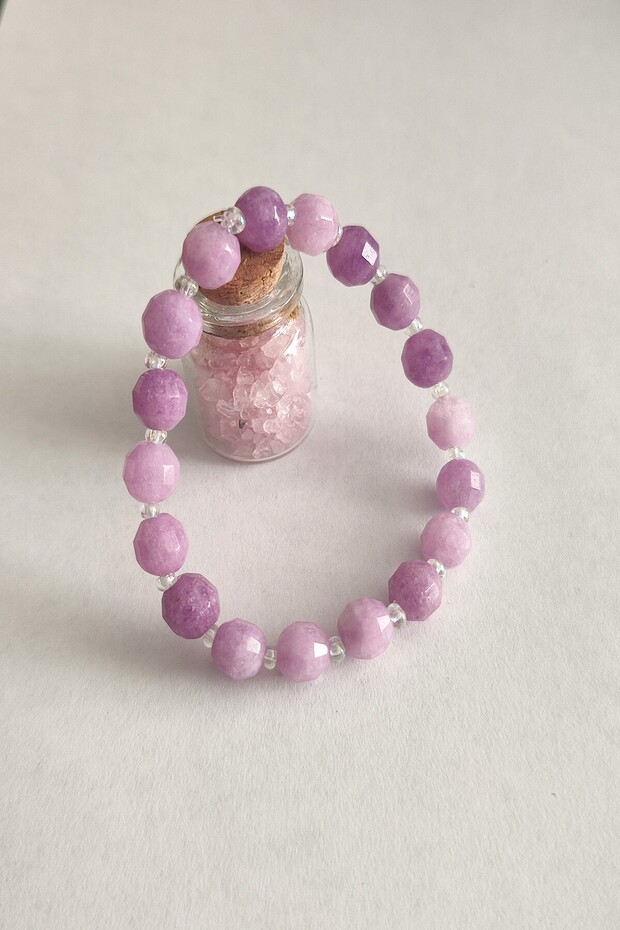 Certified 8 mm Polygonal Lepidolite Natural Stone Bracelet