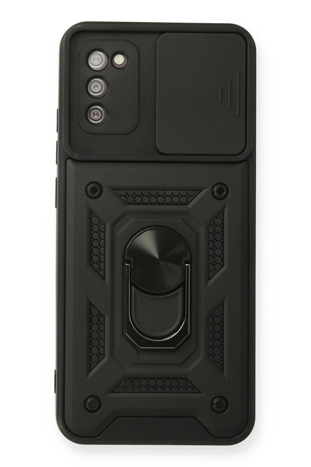 Ilkeshop New Galaxy A03S Case Pars Silicone with Lens Ring (94237) - Black